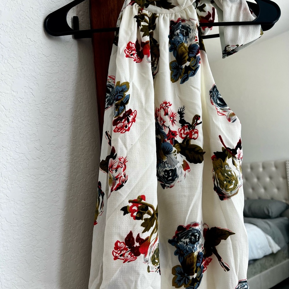 Papaya Multicolor Floral Halterneck Tank